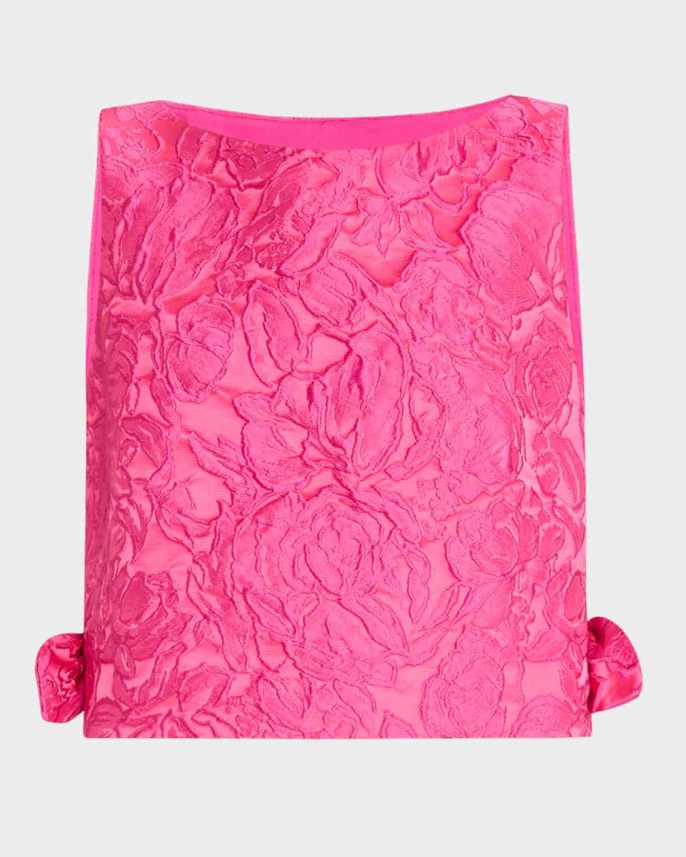 Cayley Cropped Floral Jacquard Top